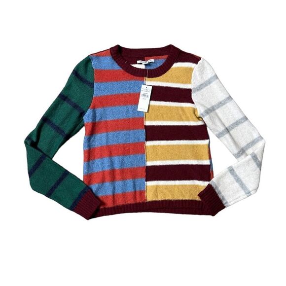 American Eagle Patchwork Crew Neck Sweater Size Extra Small NWT - Picture 1 of 6